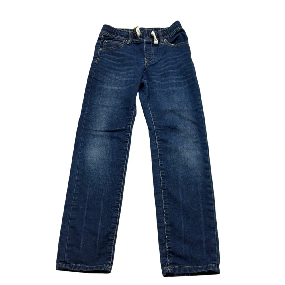 Boys Gap Kids Elastic Waistband Dark Wash Straight Leg Jeans Size Large 9-10